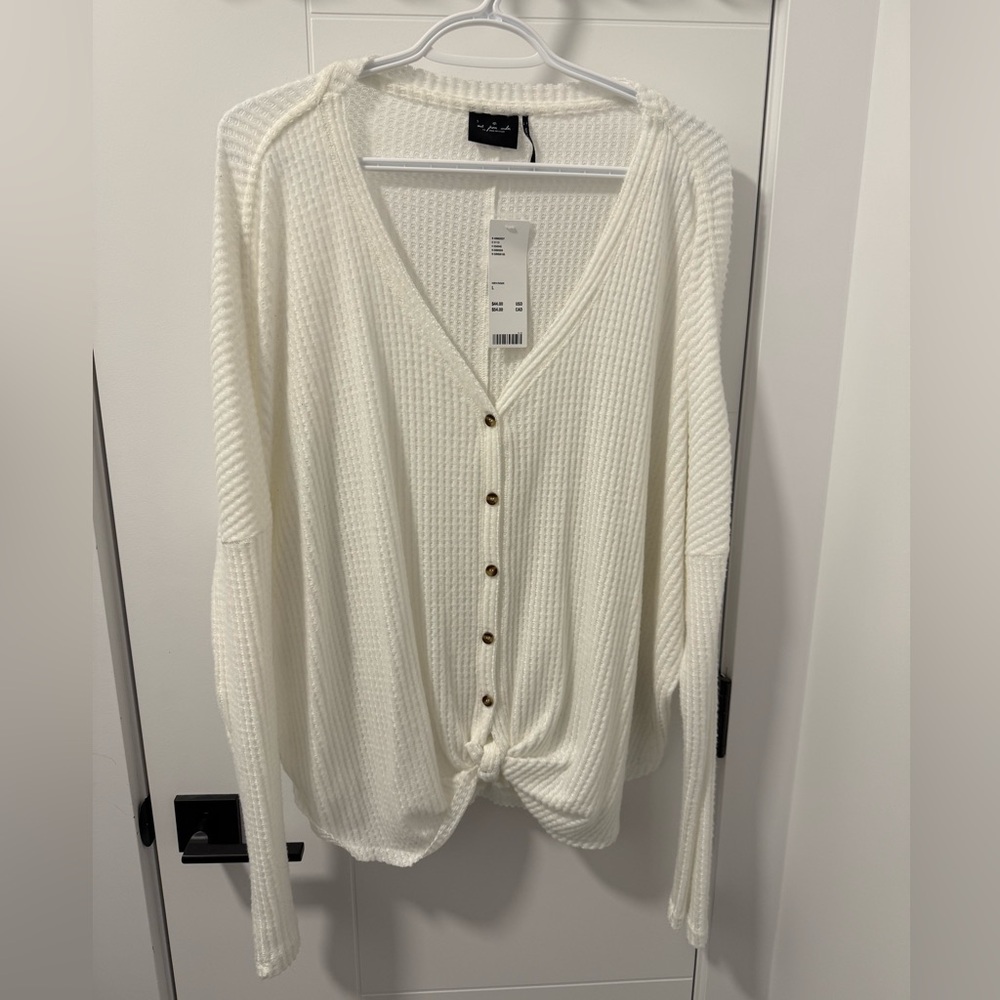 White Waffle Long Sleeve Shirt